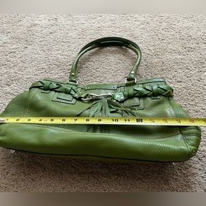 Coach green purse with braided edge